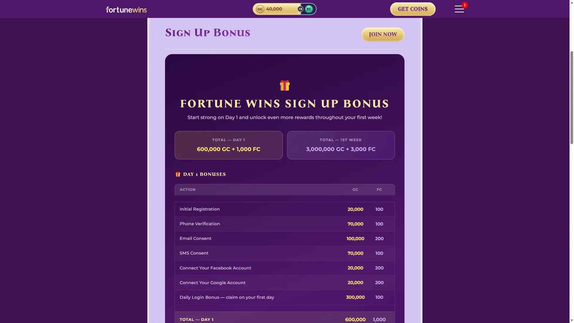 Sign Up Bonus